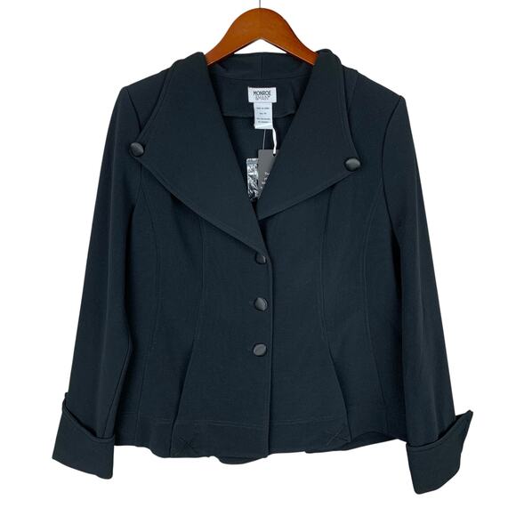 New Monroe & Main Jacket Black Blazer Button Front Long Sleeve Women's 14 - Picture 1 of 6
